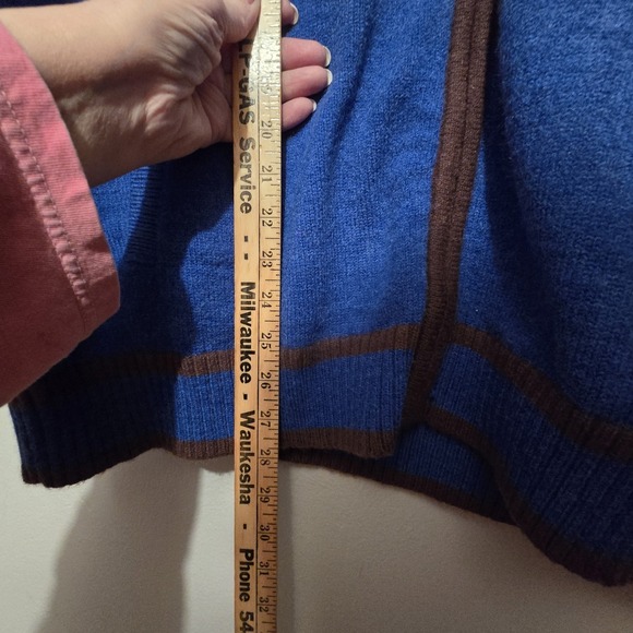 Ins Error Graphic Cardigan Sweater Men's Size MED Blue Brown Last Episode Heavy - Picture 9 of 11